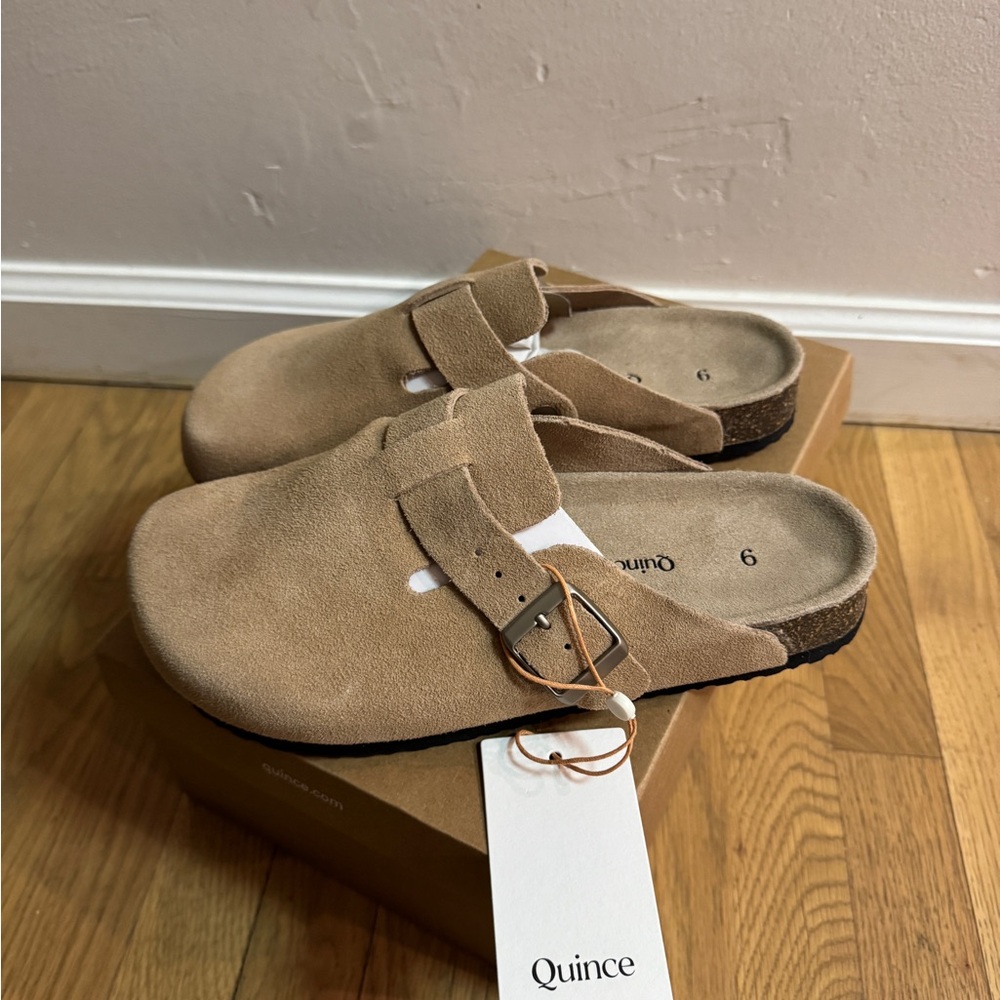 Quince Water Repellent Suede Clog Mule NWT
